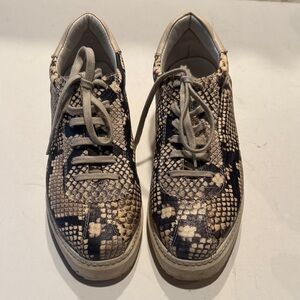 Women's Snake Print Lace-Up Sneakers